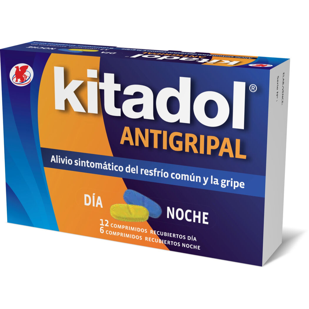 Kitadol Antigripal Paracetamol 12 Días + 6 Noches 18 Comprimidos Recubiertos
