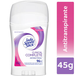 Desodorante Lady Speed Stick Clinical Complete Antibacterial Powder Barra 45g
