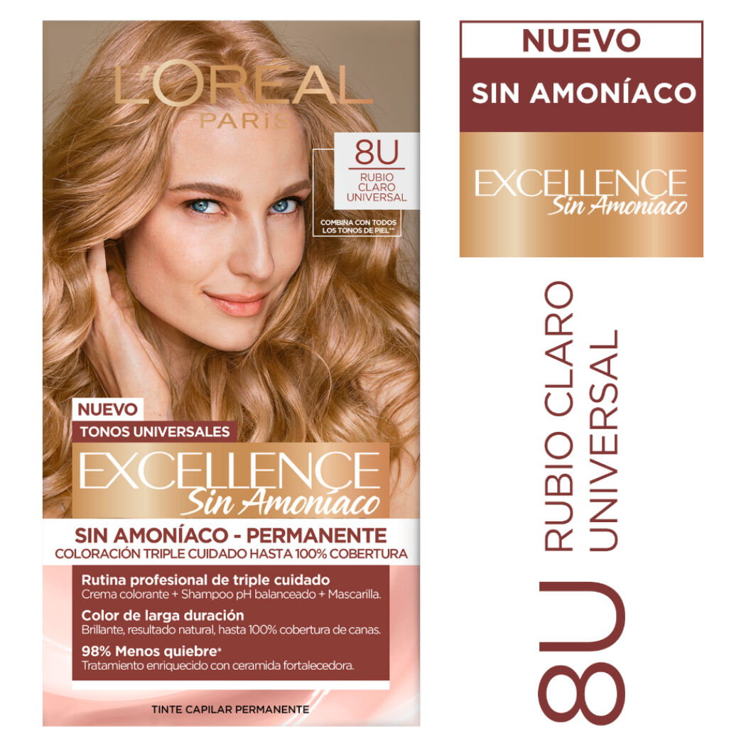 Tintura L'Oréal Excellence Sin Amoníaco 8U