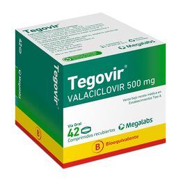 Tegovir (B) Valaciclovir 500mg 42 Comprimidos Recubiertos