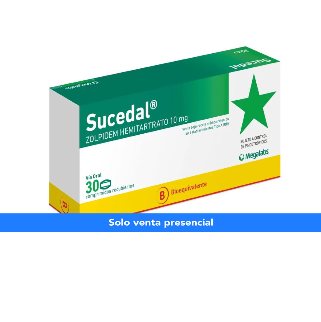 Sucedal (B) Zolpidem Hemitartrato 10mg 30 Comprimidos Recubiertos