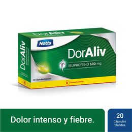 Doraliv (B) Ibuprofeno 600mg 20 Cápsulas Blandas