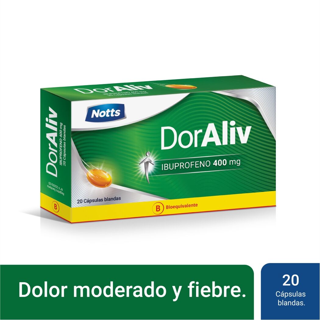 DorAliv (B) Ibuprofeno 400mg 20 Cápsulas Blandas